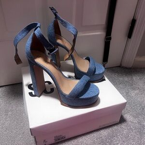 SCHUTZ Denim Blue Platform Sandals